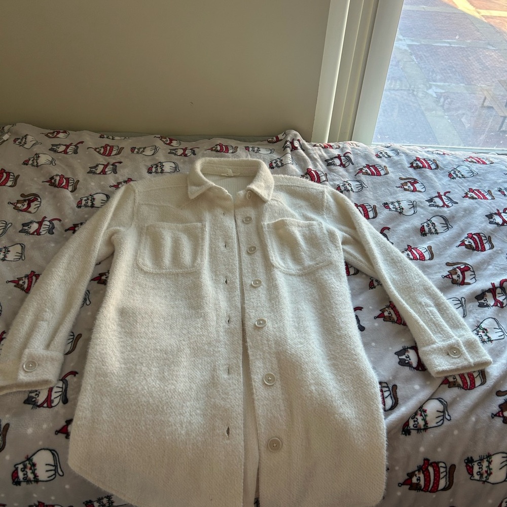 Cream Button-Up Wool Jacket - Picture 2 of 5